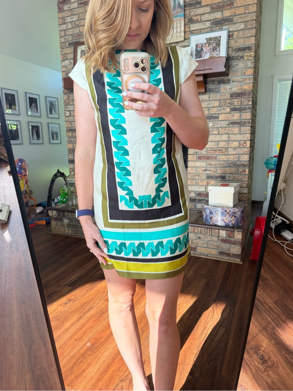 Milly of New York Geometric Silk Shift Dress
